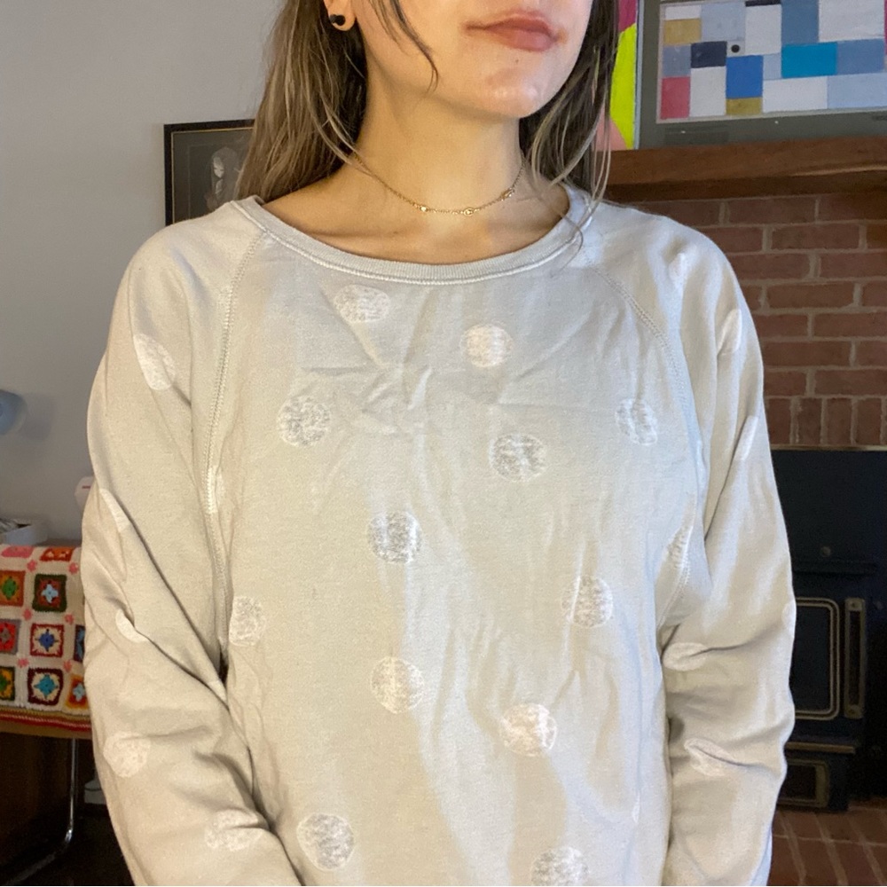 Nordstrom BP Polka Dot Pattern Scoop Neck Super Soft Cozy Crewnck Sweats…